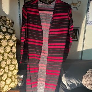 Striped Calf Length Cardigan XL